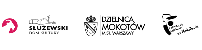 Trzy logotypy: SDK, Dzielnica Mokotów, Zakochaj się w Warszawie