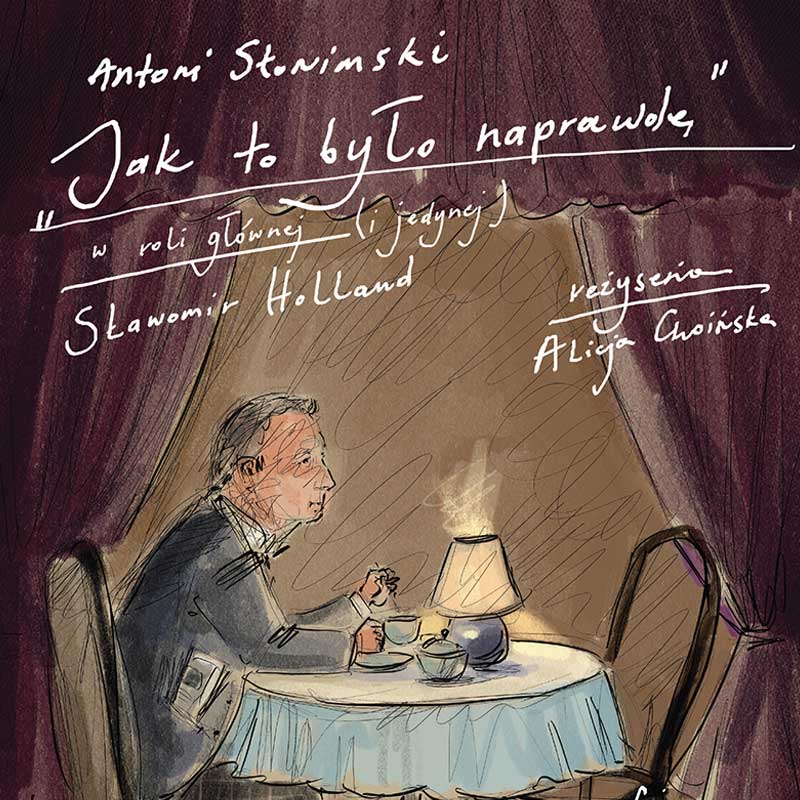 Dziecięcy infantylny rysunek do spektaklu. Autorka: Maja Hejne.- czarownica i dwa koty na miotle.